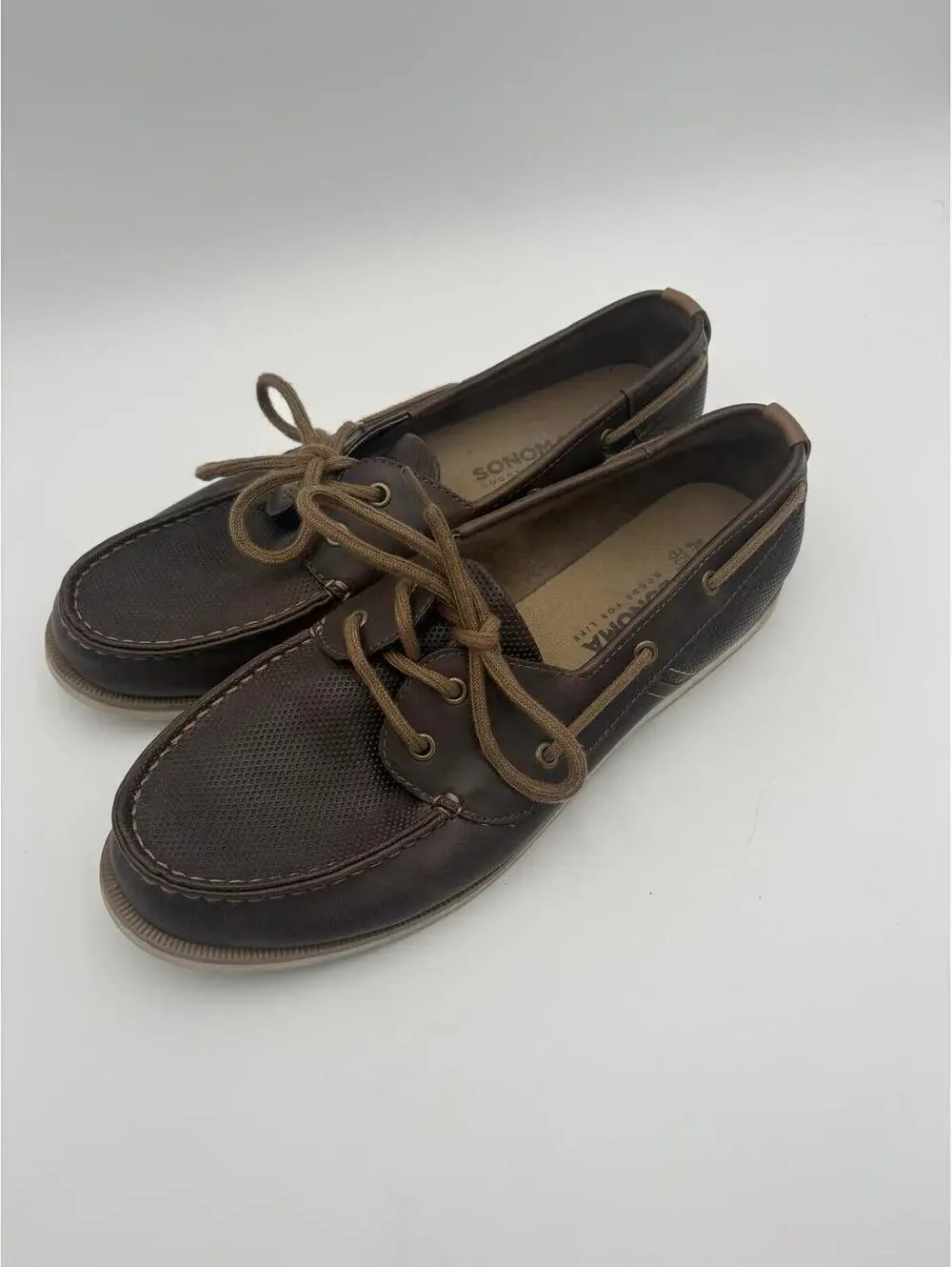 Sonoma Good Life Kutcher Brown Leather Boat Shoes with Laces Mens  Size 12
